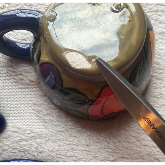 Bello Hugerz Hand Painted Tea set Ceramic 3 Pieces Colorful Fruits El Salvador C - Picture 5 of 10